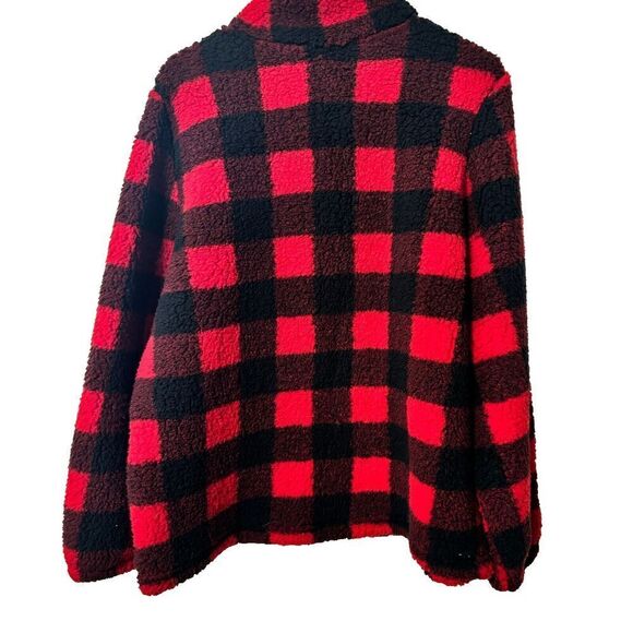 NWT Style & Co  Pullover Jacket Multicolor Large Plaid 1/4 Zip Long Sleeve Red - Picture 3 of 8